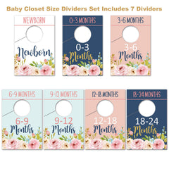 Baby Closet Size Dividers Floral close-up highlights durable double-sided print and clear labeling.