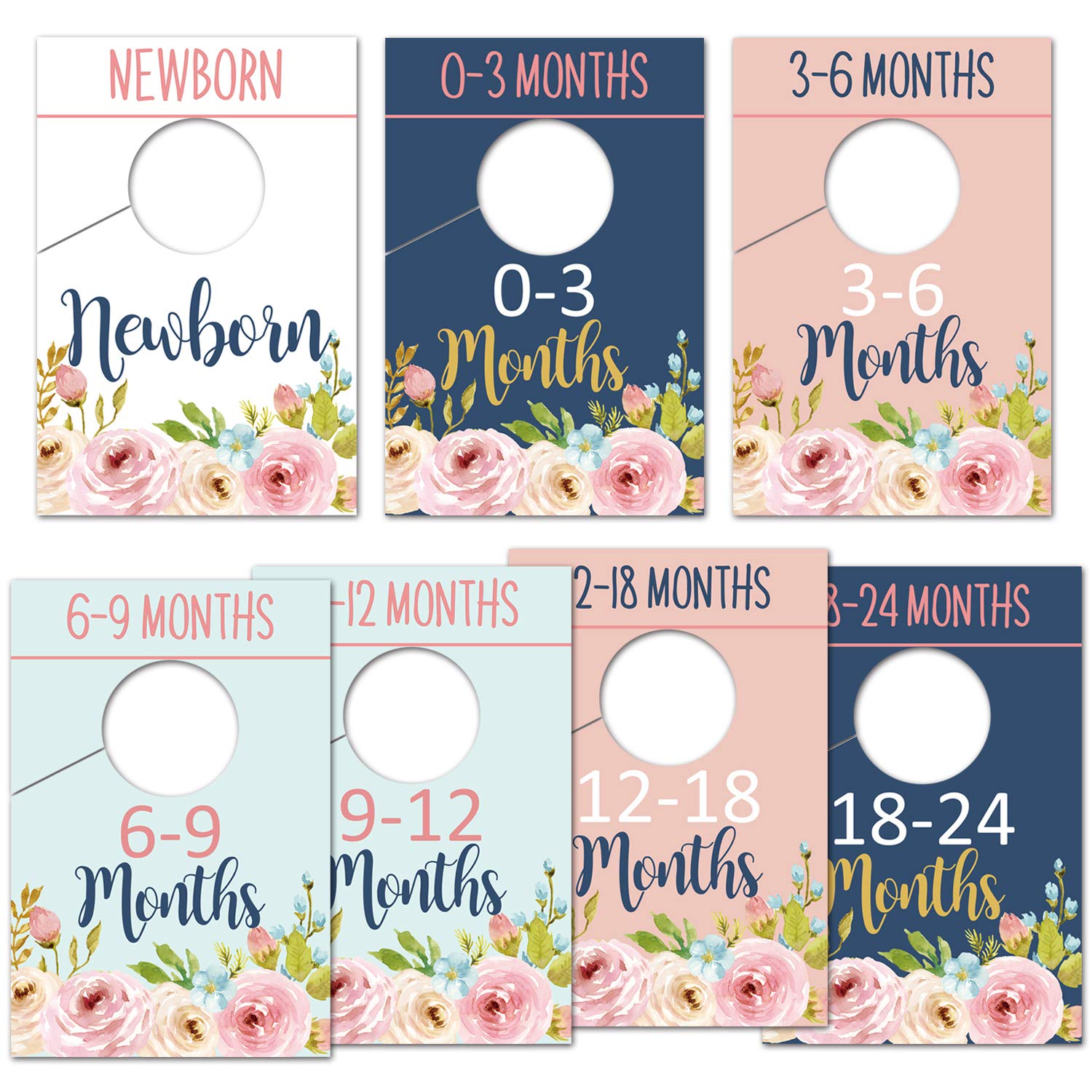Baby Closet Size Dividers Floral newborn to 0-3 months setup for easy wardrobe sorting.