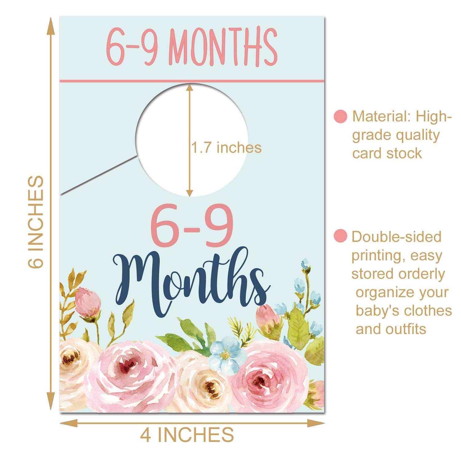 Baby Closet Size Dividers Floral arranged in a nursery closet for quick age-based outfit retrieval.