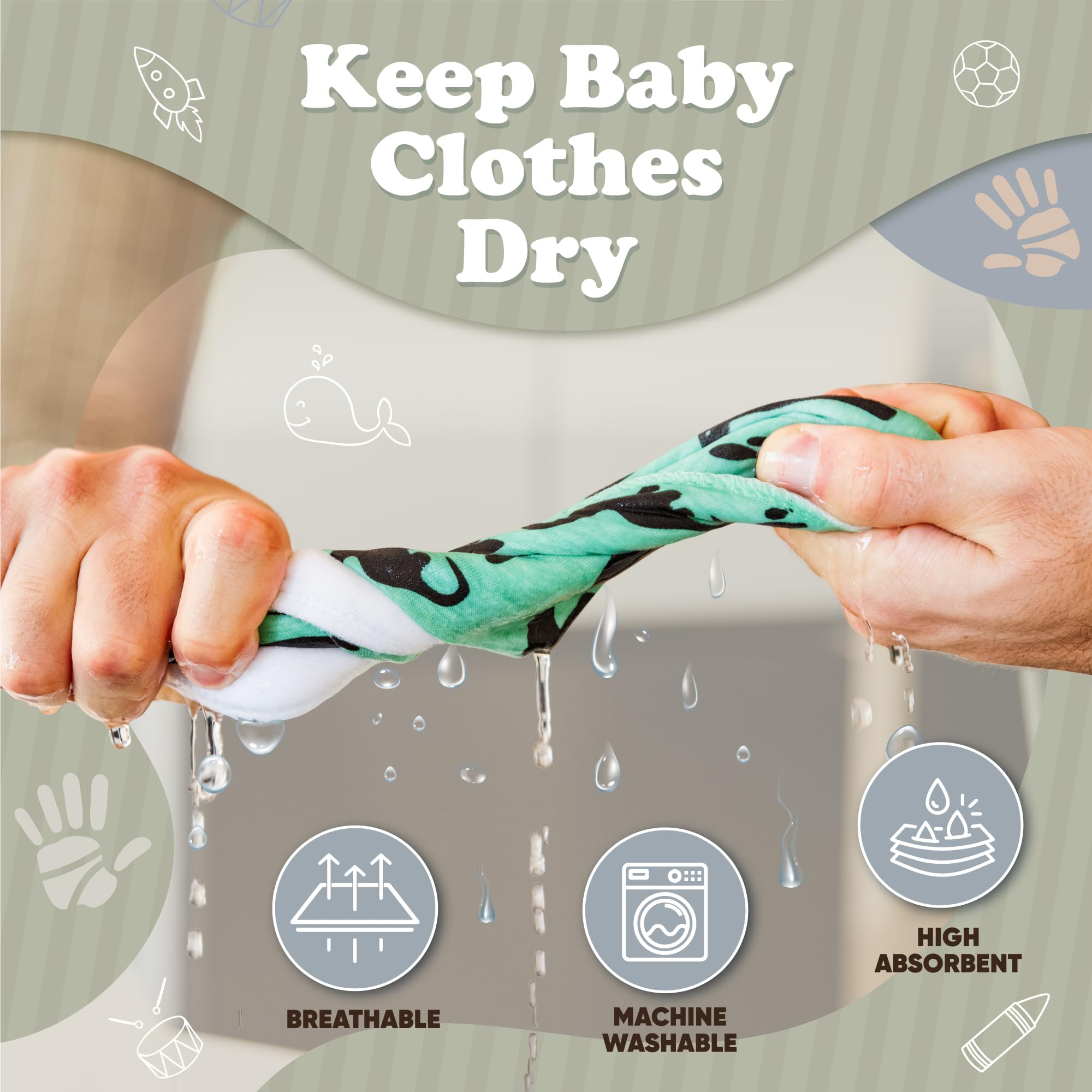Baby Daulia machine-washable bibs simplify cleanup after messy meals.