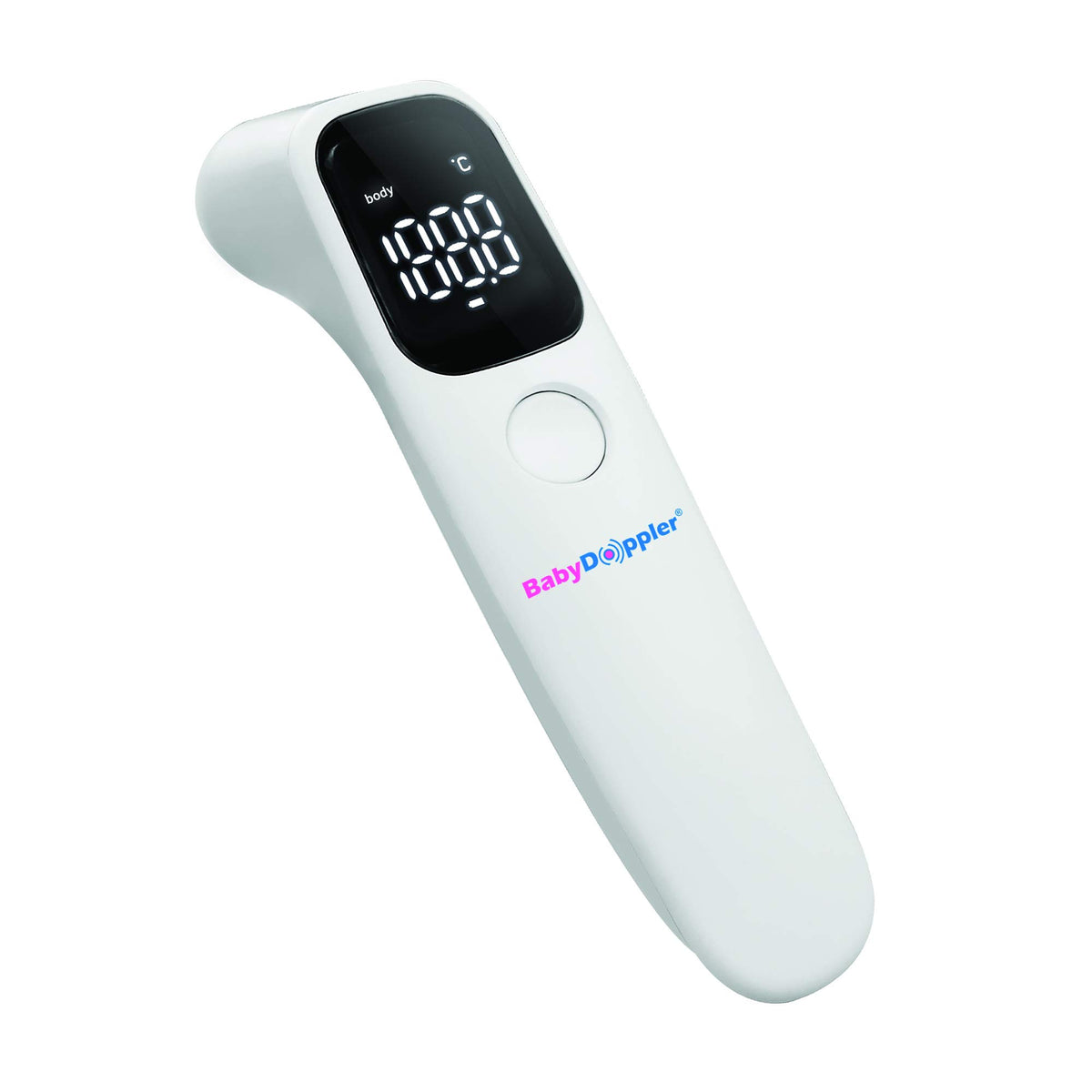 Baby Doppler Baby Temp thermometer front view with infrared sensor for instant readings