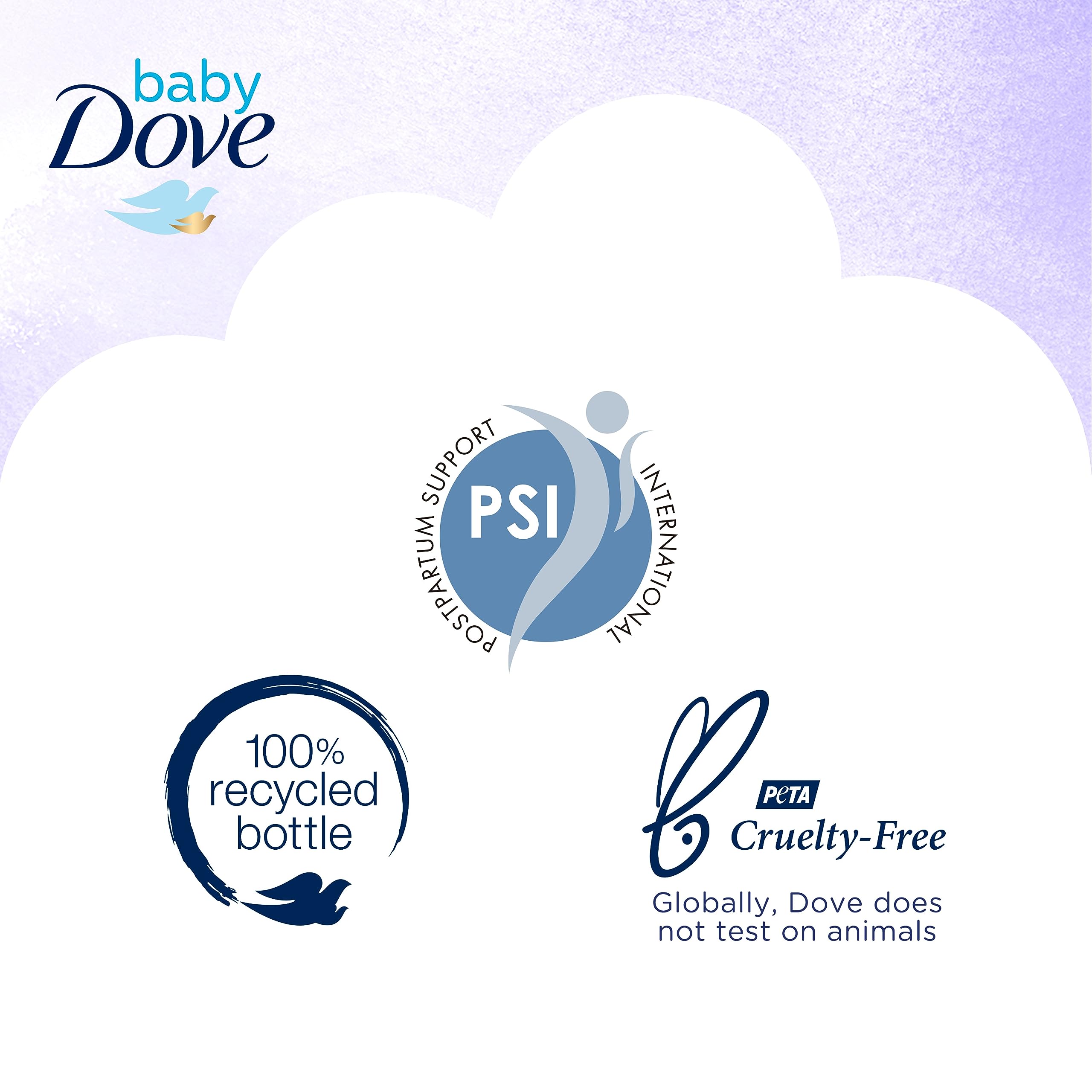 Creamy lather of Baby Dove Calming Moisture wash for gentle cleansing.