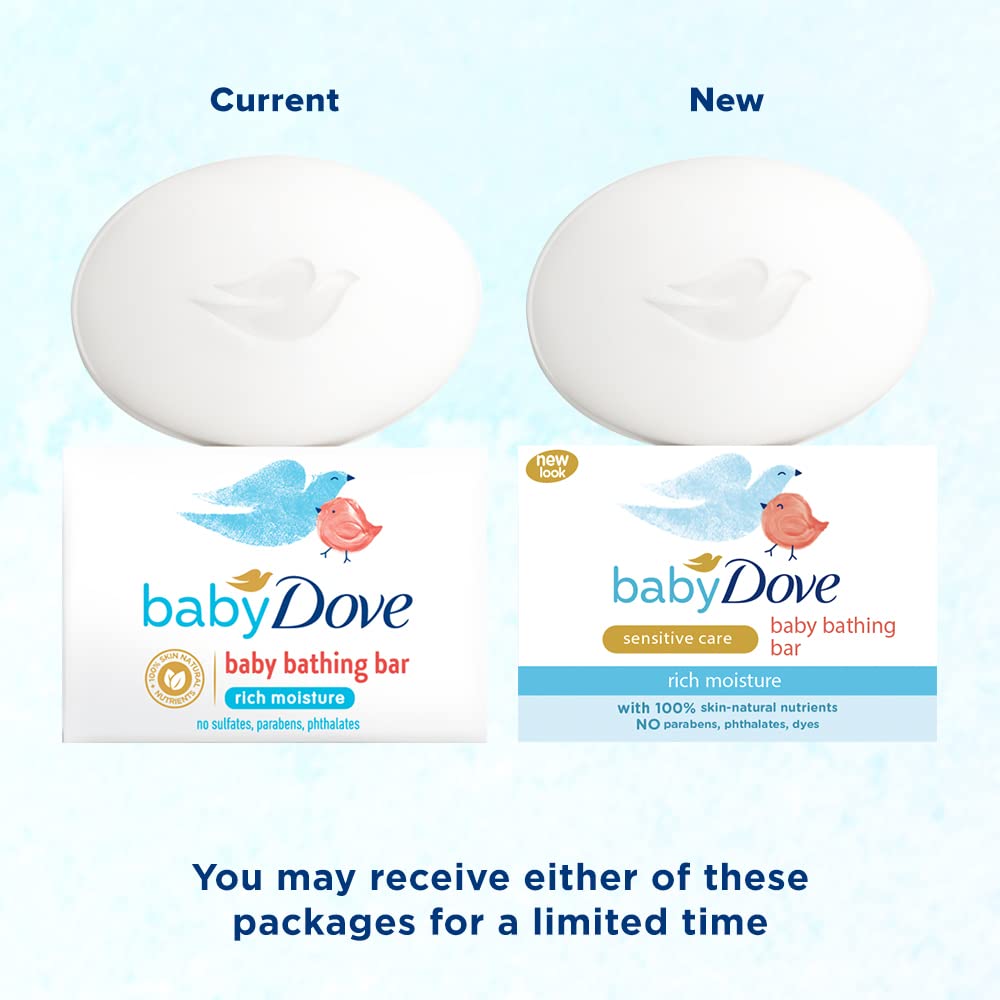 Baby Dove 75g bar with creamy texture ideal for sensitive skin routines.