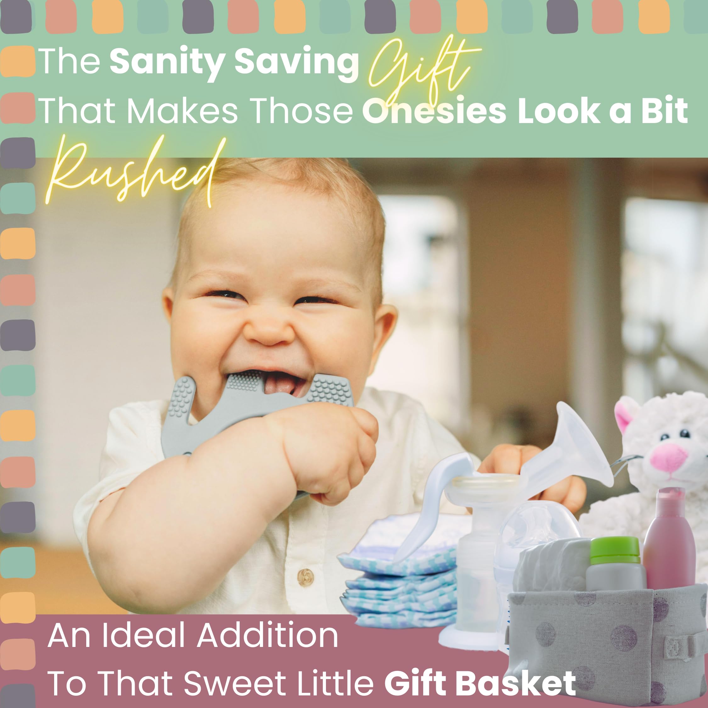Baby Elefun teether compact-on-the-go design ready for purses or bags