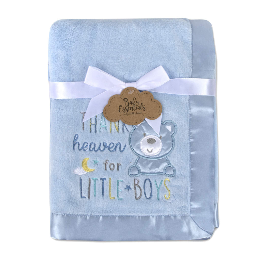 Baby Essentials 30x40 fleece blanket blue folded for cozy naps and nursery decor