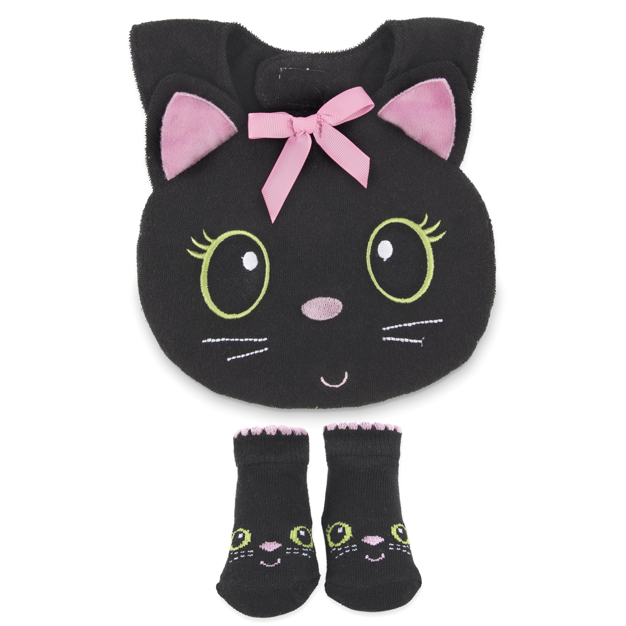 Baby Essentials Halloween cat bib: cute cat-face design for festive mealtime