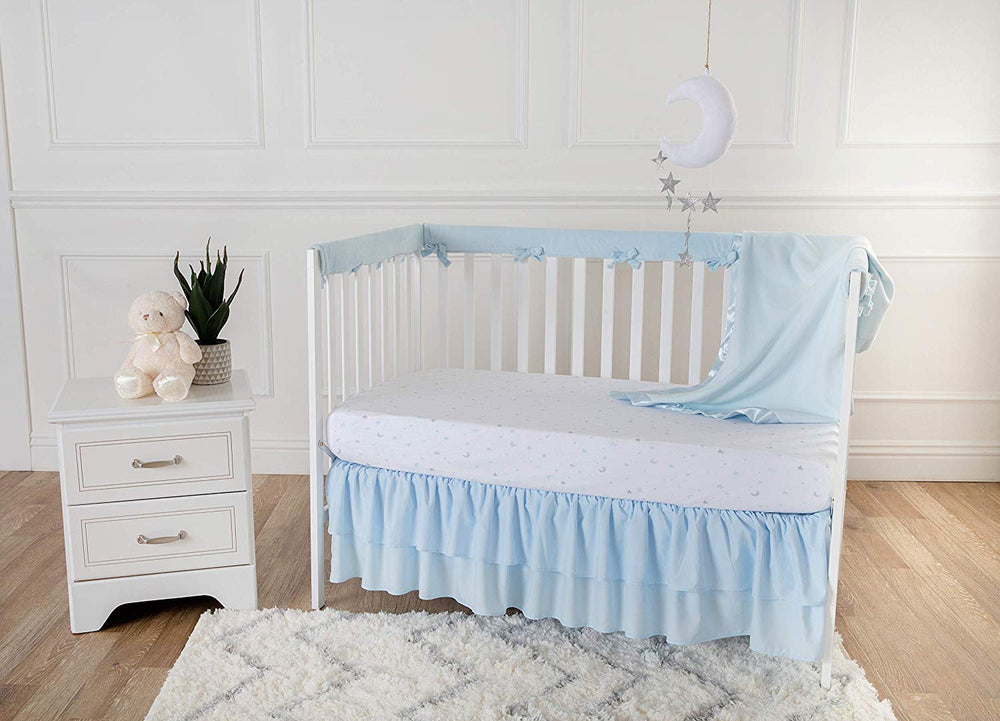 Baby Essentials blue blanket in stroller illustrates cozy travel warmth and easily accessible use