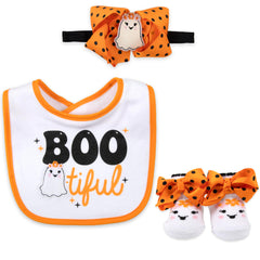 Baby Essentials BOOtiul ghost bib; soft fabric for gentle everyday wear