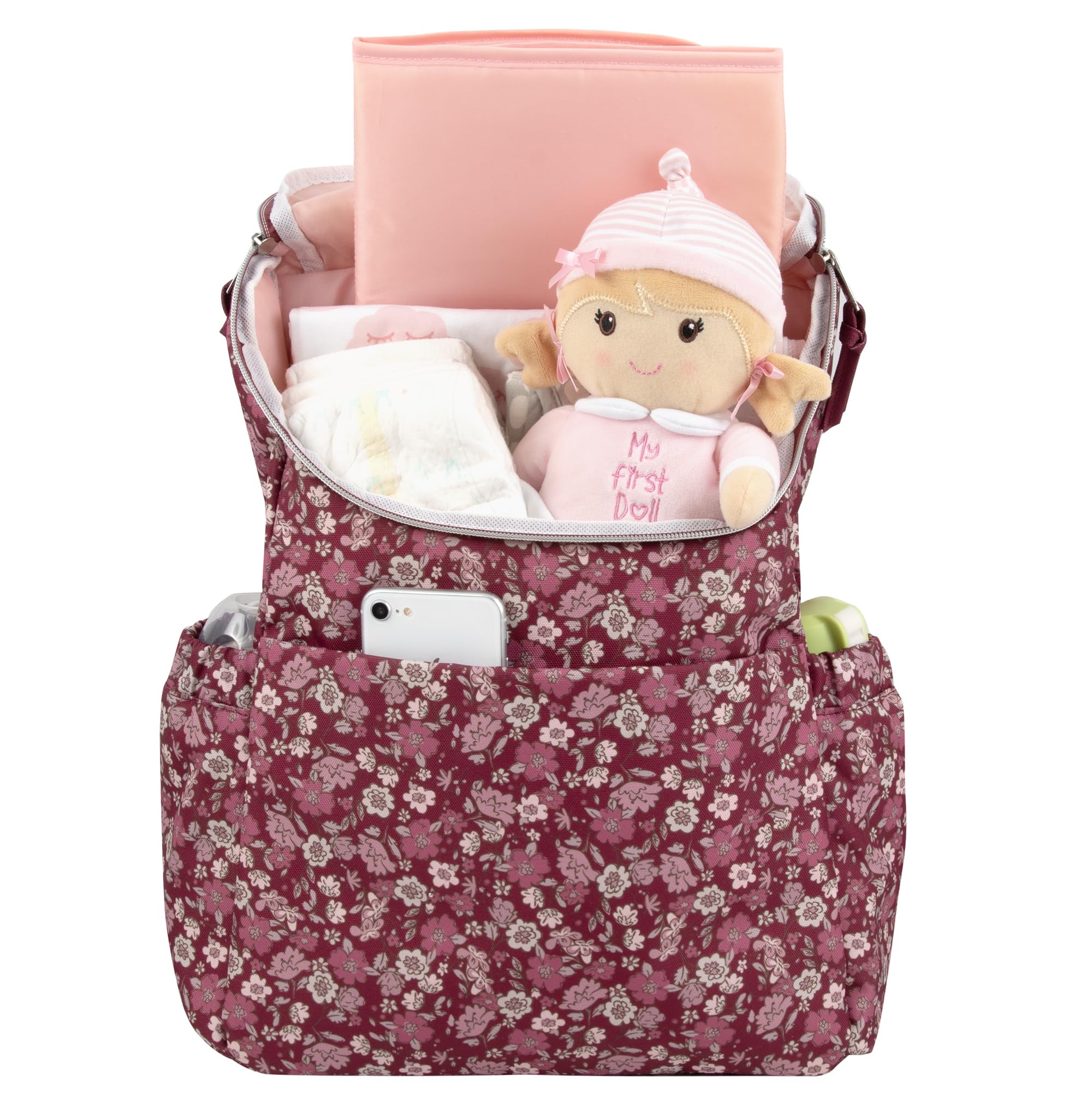 Baby Essentials bottle pockets highlight organized storage for feeding on the move.