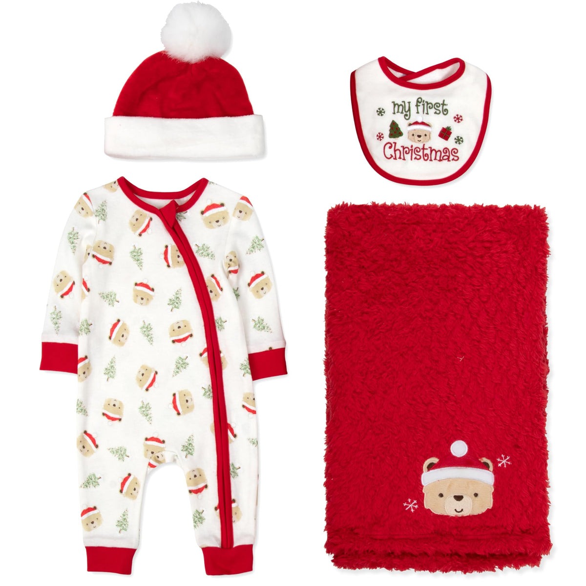 Baby Essentials Christmas gift set teddy bear romper for cozy holiday photos