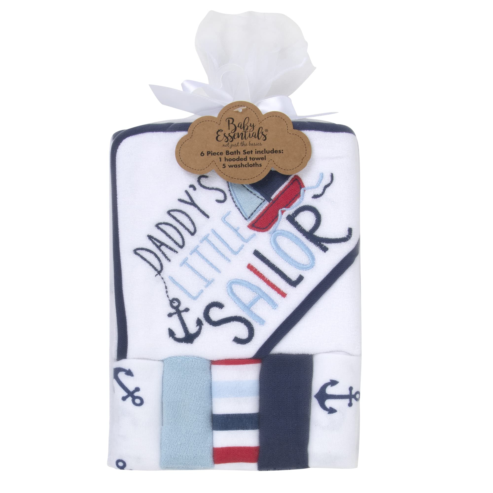Baby Essentials Daddy's Sailor beach-time towel ready for pool or sand cleanup