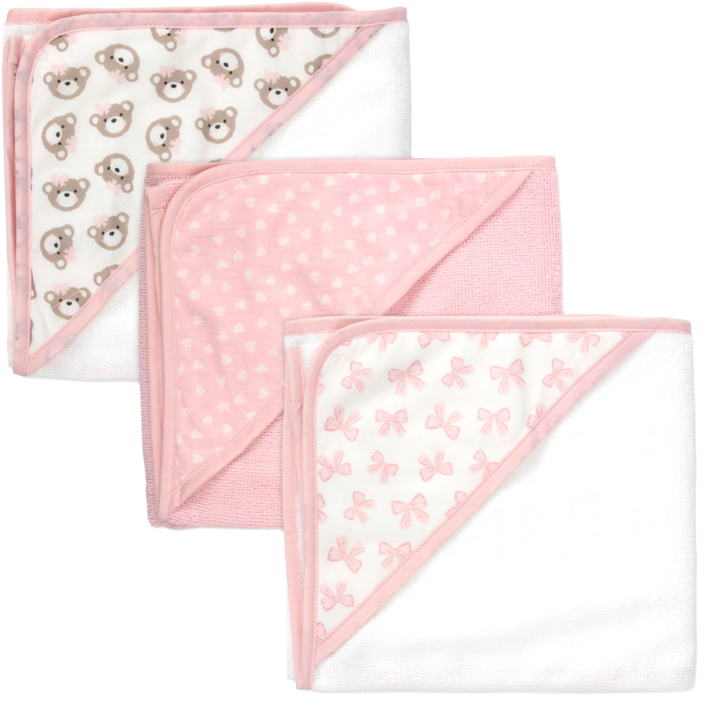 Baby Essentials gift set in pink bows and teddy bears for new parents