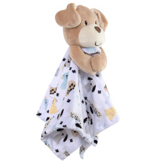 Baby Essentials Minky Animal Snuggler machine-washable tag visible for easy care.
