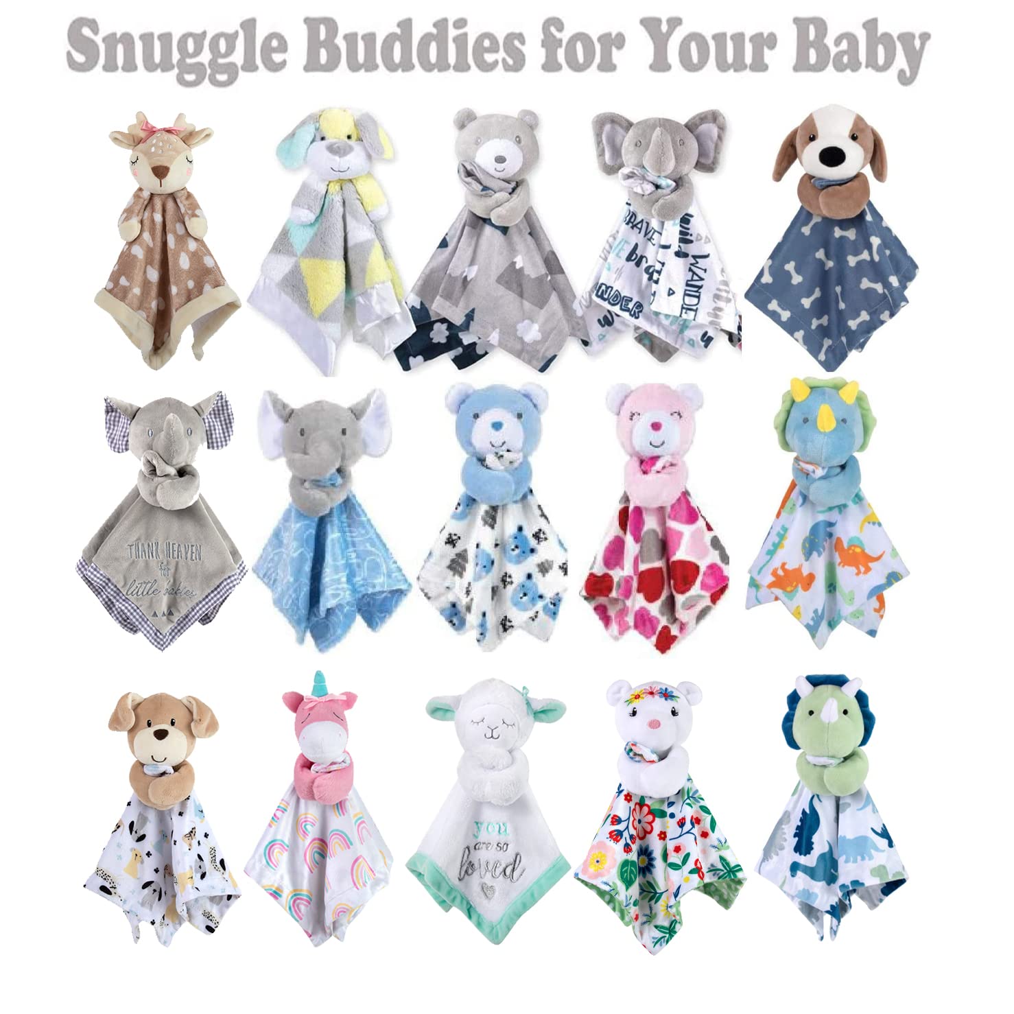 Baby Essentials Minky Animal Snuggler nursery buddy in crib for cozy naps.