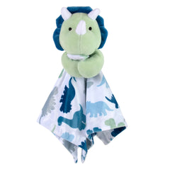 Baby Essentials Minky Animal Snuggler Dino close-up shows plush, comforting texture for cuddles