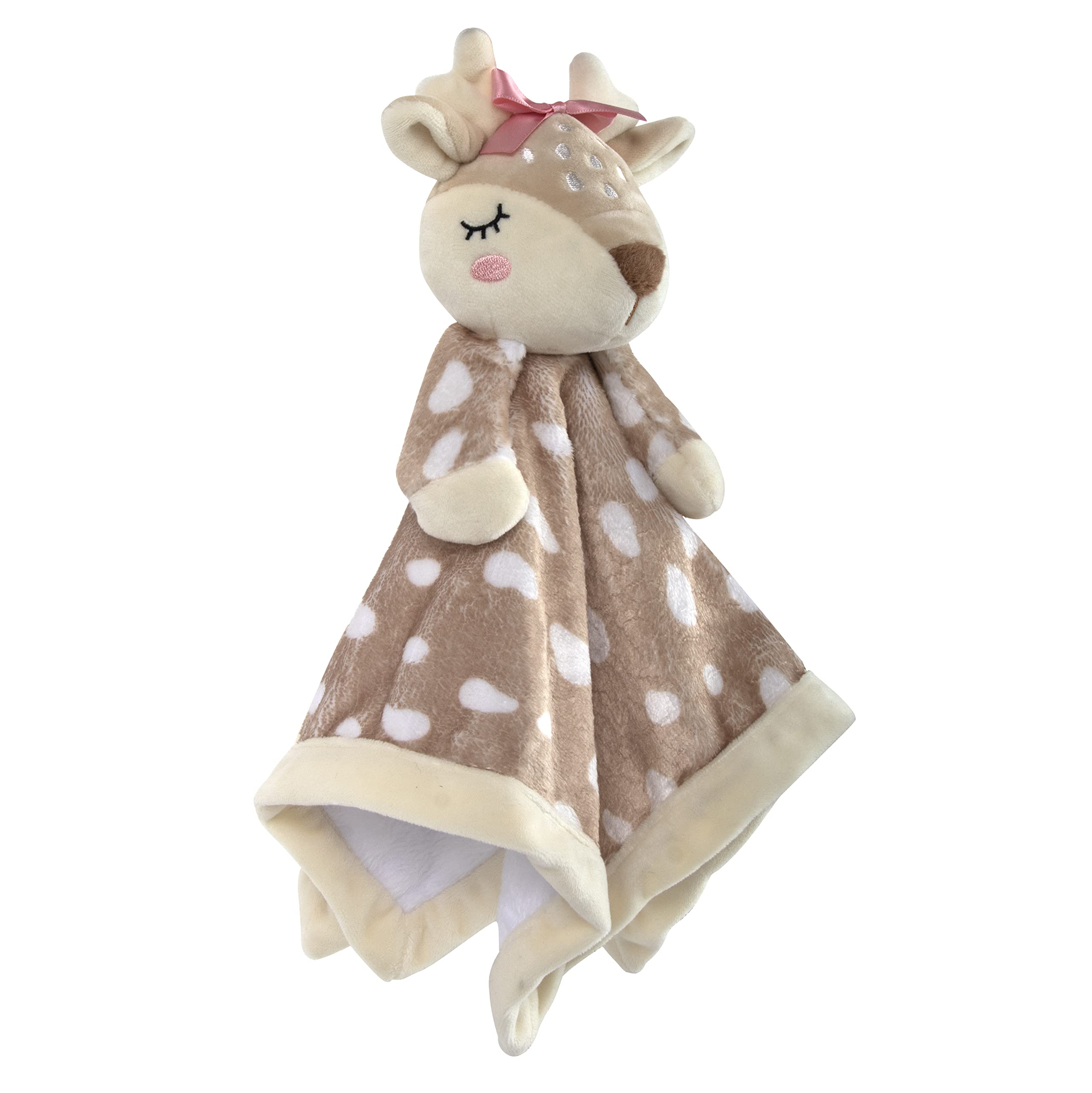 Baby Essentials Minky Animal Snuggler patchy puppy pal — comforting playmate for babies.