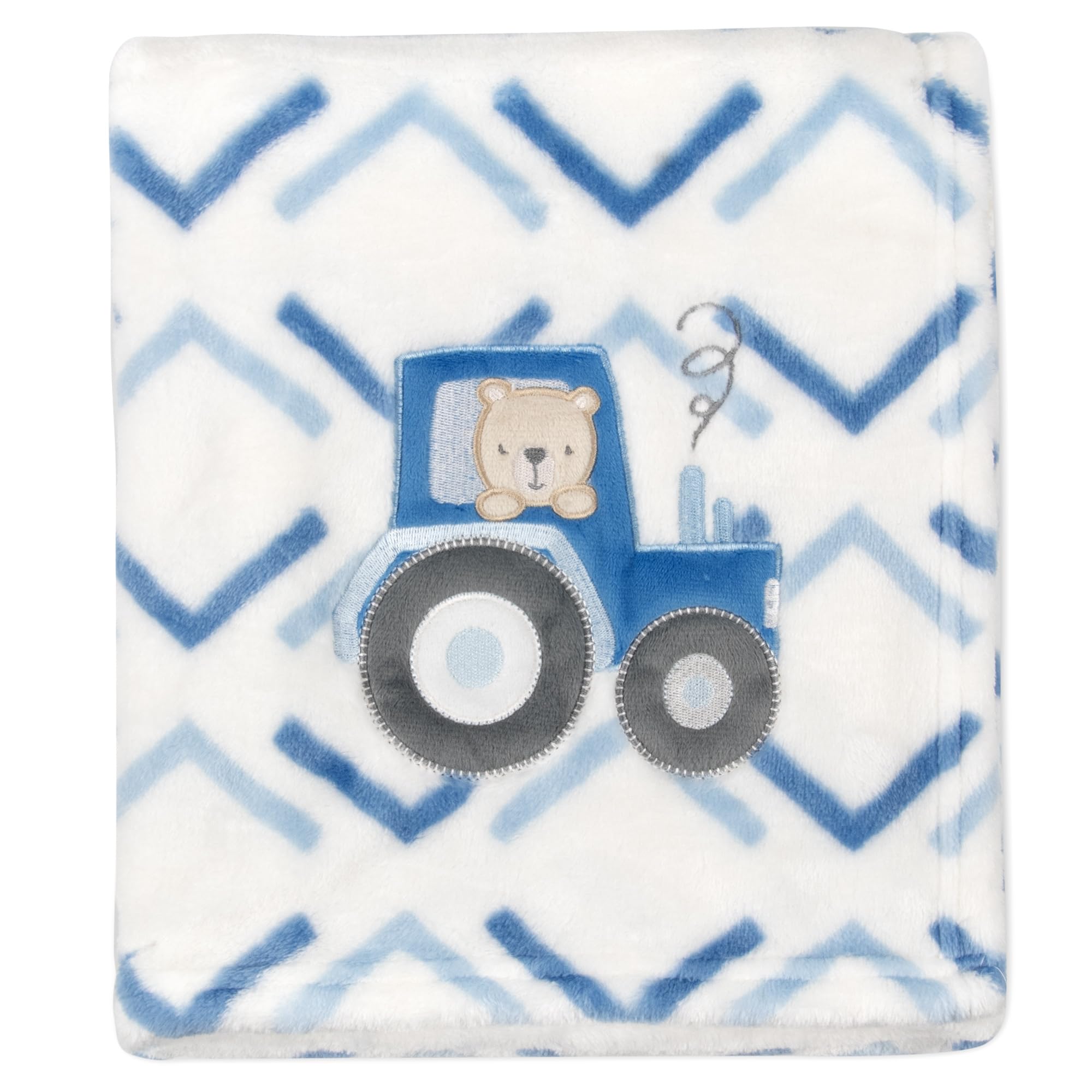 Baby Essentials plush fleece throw 30in L by 36in W draped for cozy nursery warmth and nap-time comfort.