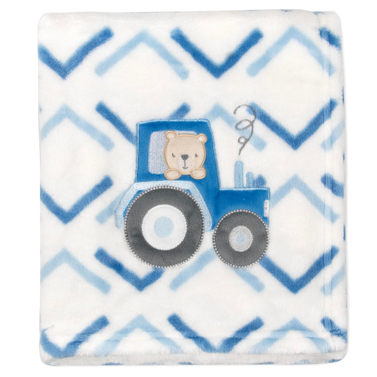 Baby Essentials plush fleece throw 30in L by 36in W draped for cozy nursery warmth and nap-time comfort.
