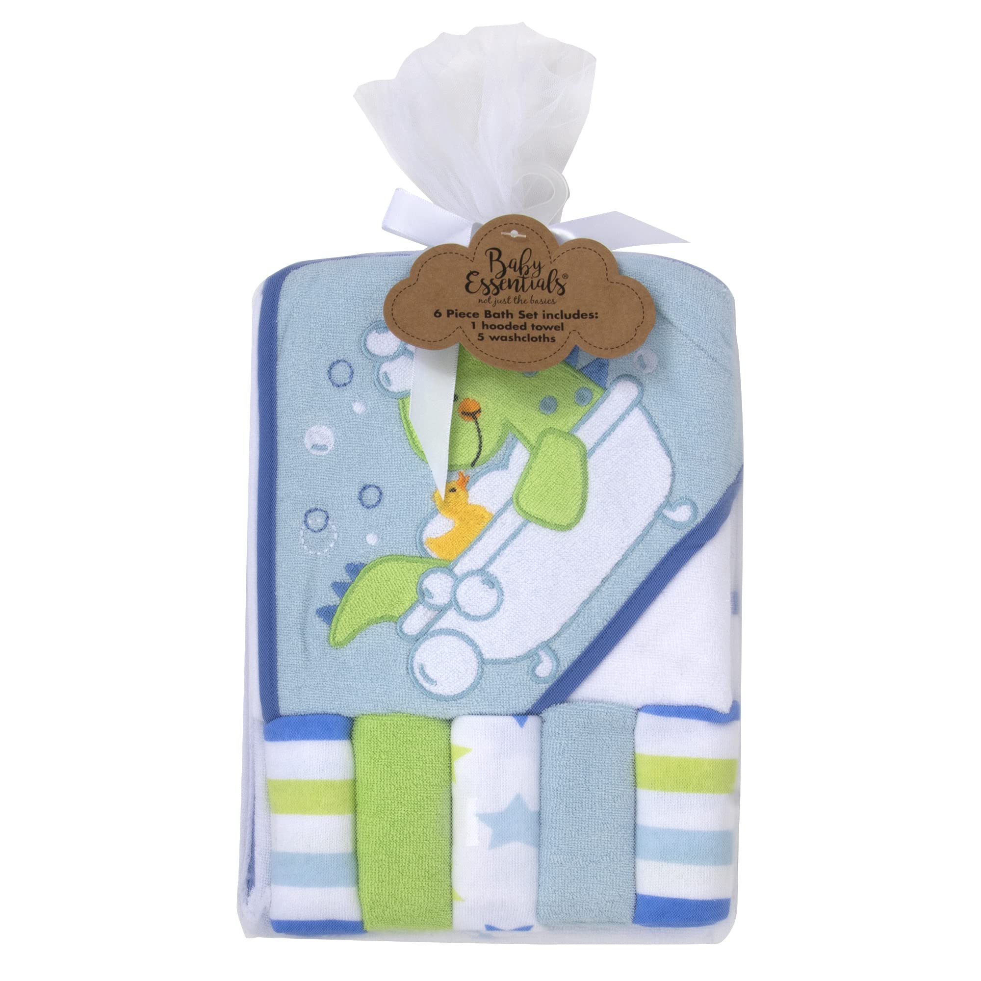 Baby Essentials Refreshed Rex beach-ready hooded towel for sun protection and drying