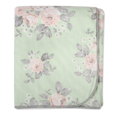 Baby Essentials sherpa blanket floral front shown for versatile room styling.