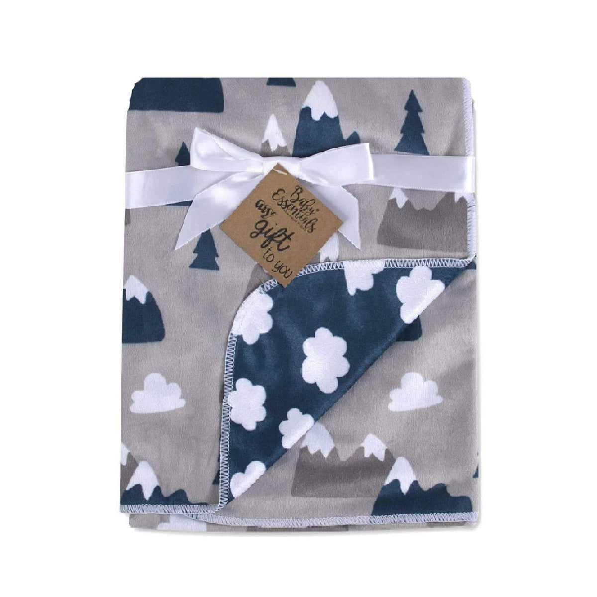Baby Essentials Sherpa Fleece Blanket front view shows plush warmth for naps.