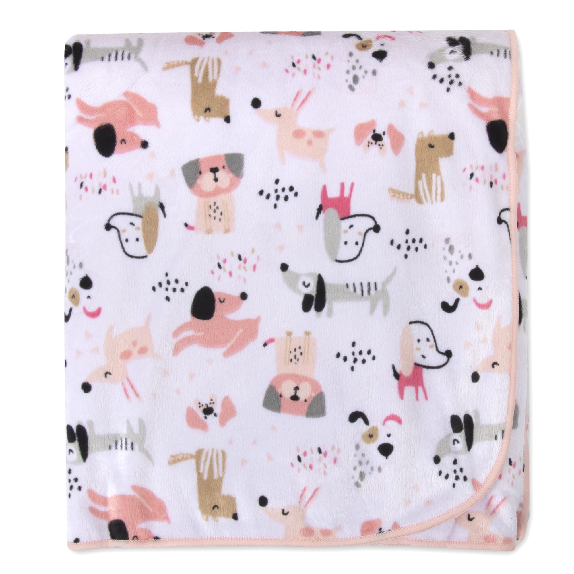 Baby Essentials Sherpa Fleece Puppy Pink reversible side with puppies and warmth.