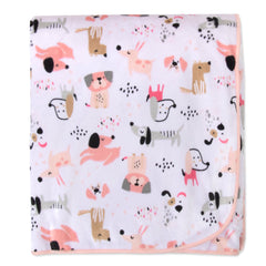 Baby Essentials Sherpa Fleece Puppy Pink reversible side with puppies and warmth.