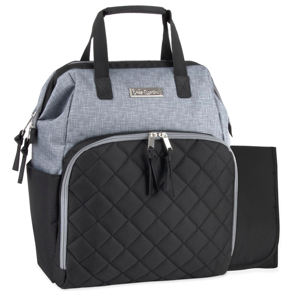 Baby Essentials Super Cooler front view in black grey showing organized storage on the go
