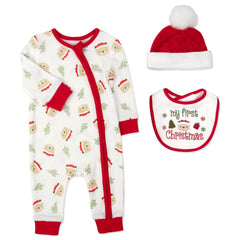 Baby Essentials teddy-bear romper close-up, cozy and breathable for newborn comfort.