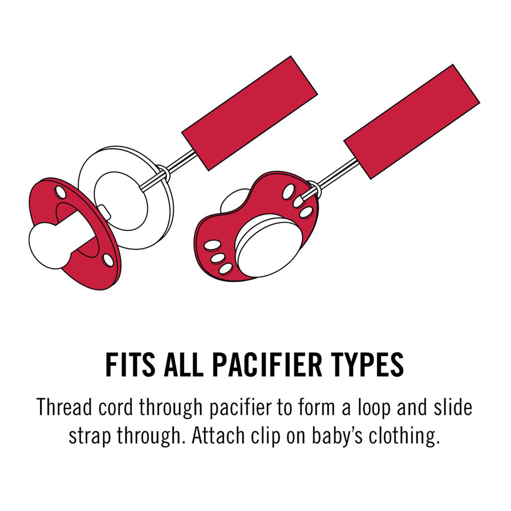 Baby Fanatic Buffalo Bills pacifier clip closeup highlights durable clip