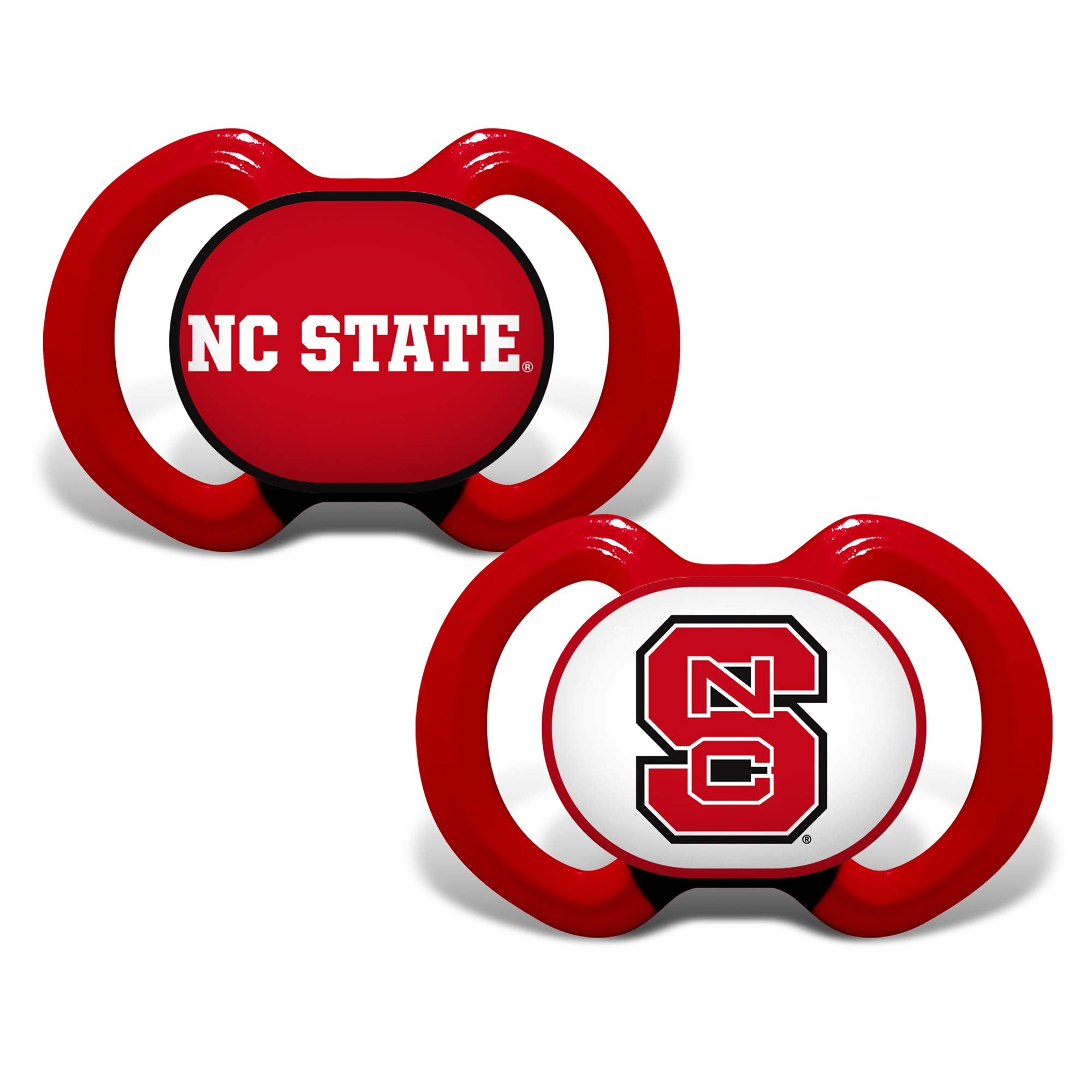 Baby Fanatic NC State Wolfpack pacifier button with logo for pride and soothing.