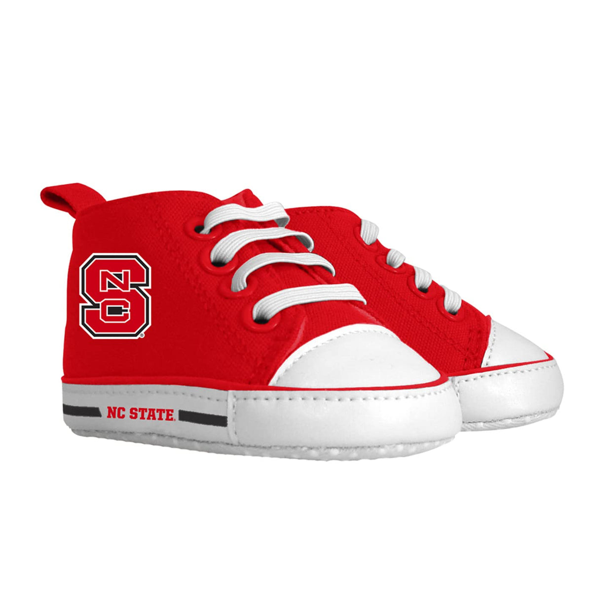 Baby Fanatic NCAA Legacy Infant PRE-Walker side view with Wolfpack logo for step-ready stability.