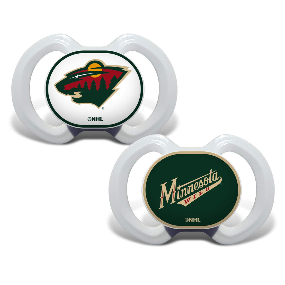 Baby Fanatic Minnesota Wild pacifier logo on shield provides team-spirited soothing.