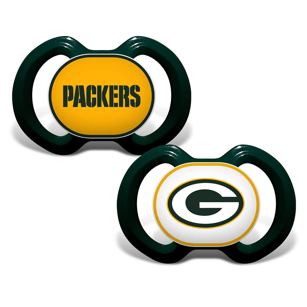 Baby Fanatic pacifier with Packers logo button for soothing comfort and team pride