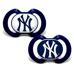 Baby Fanatic Yankees orthodontic pacifier nipple closeup highlights silicone nipple and durable shield.