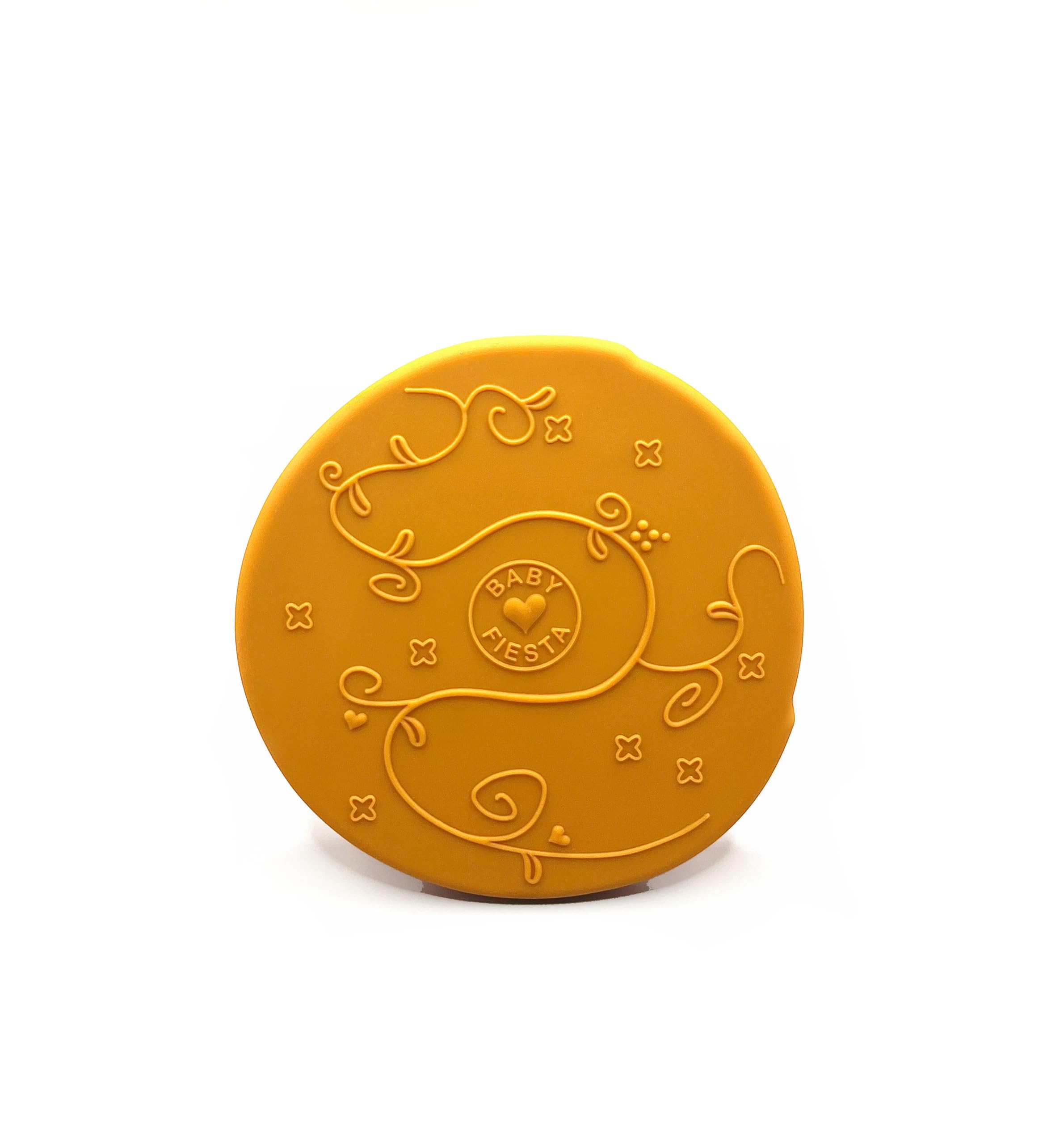 Close-up of Baby Fiesta Concha teether textures for sensory exploration.