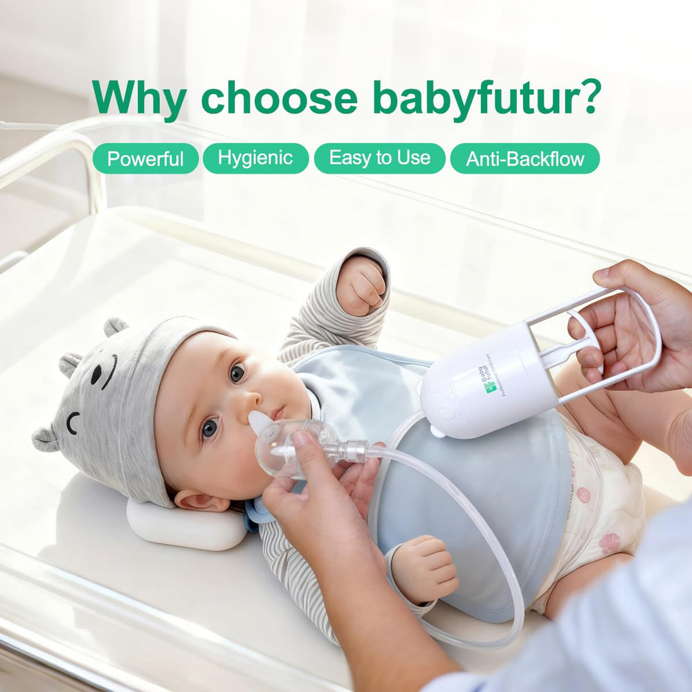 Baby Futur nasal aspirator disassemblable for thorough cleaning and hygiene.