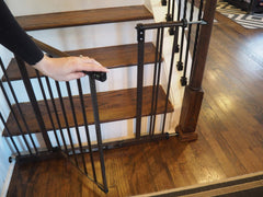 Baby Gate Guru M10 banister adapter bronze side view with elegant finish