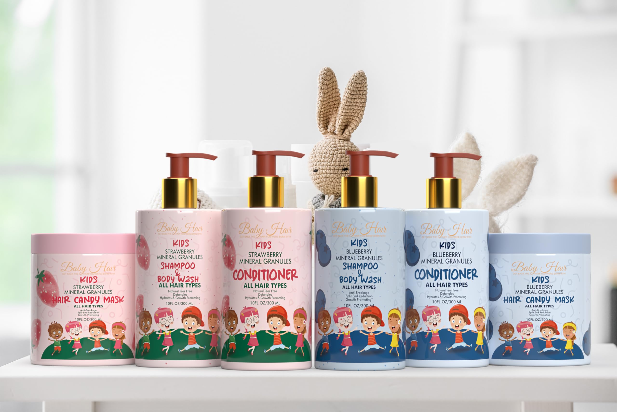 Baby Hair Blueberry Mineral bottle with label for family-friendly bath routine
