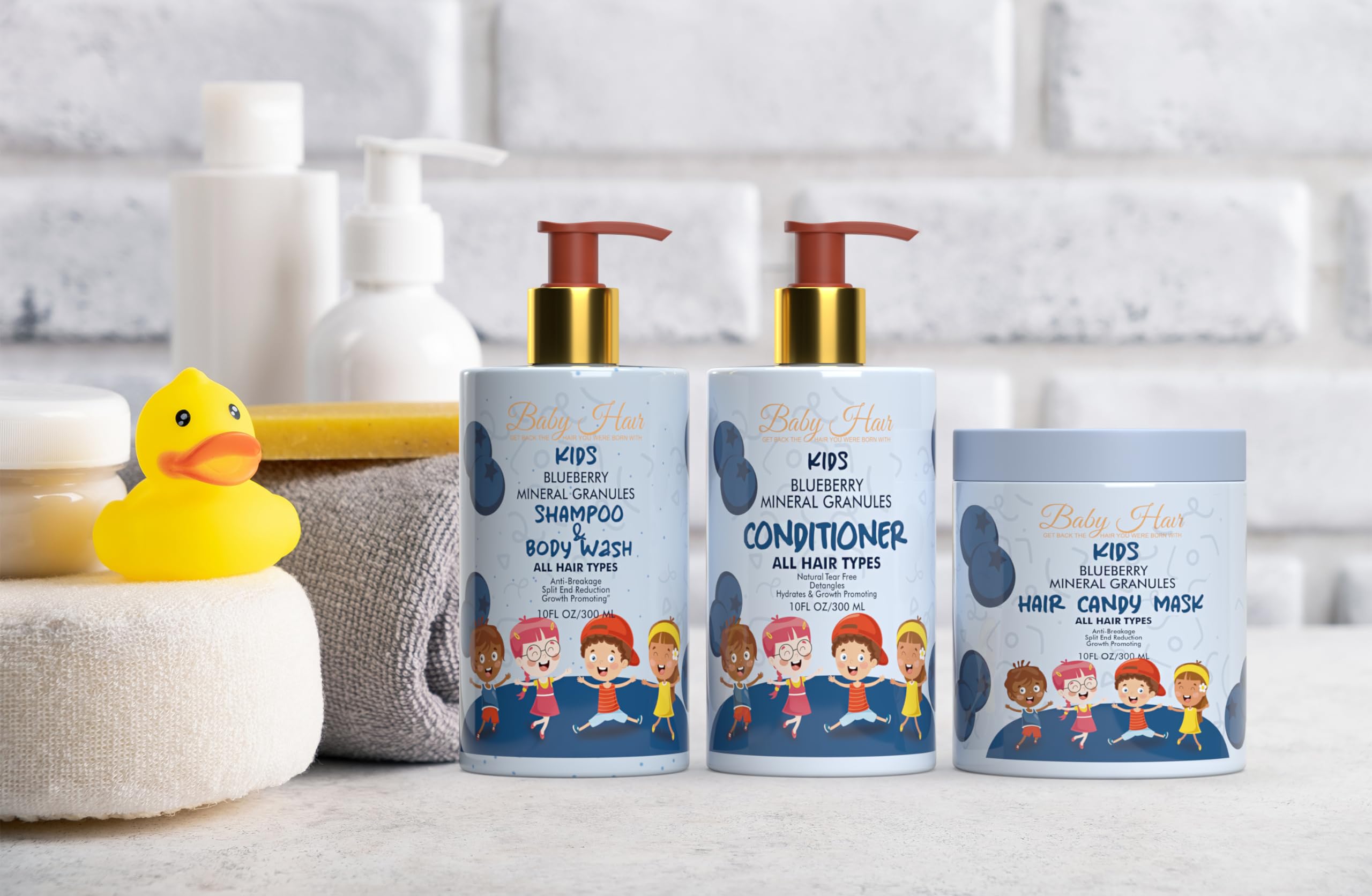 Baby Hair Blueberry Mineral kids conditioner pump for detangling and smoother brushing