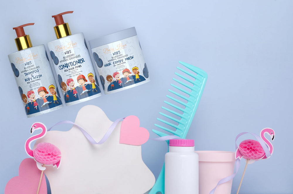 Baby Hair Blueberry Mineral kids hair mask tub for deep hydration and softness