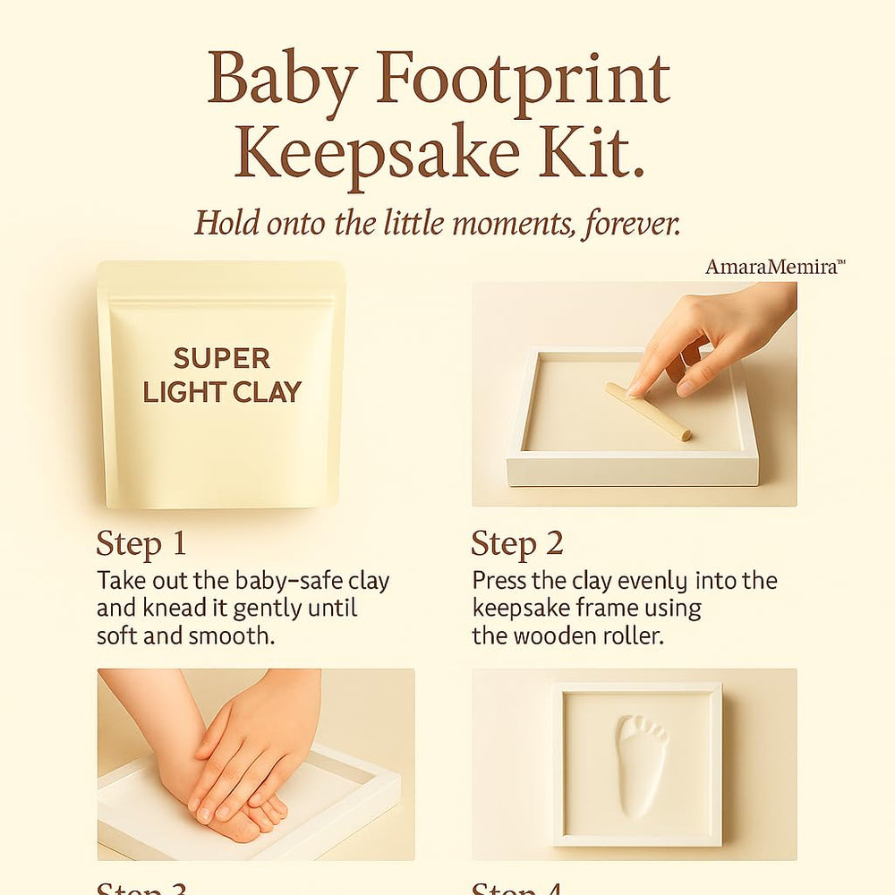 Baby Handprint Footprint Kit lock of hair keepsake framed with photo
