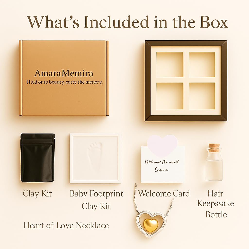 Baby Handprint Footprint Kit photo display with space for memories
