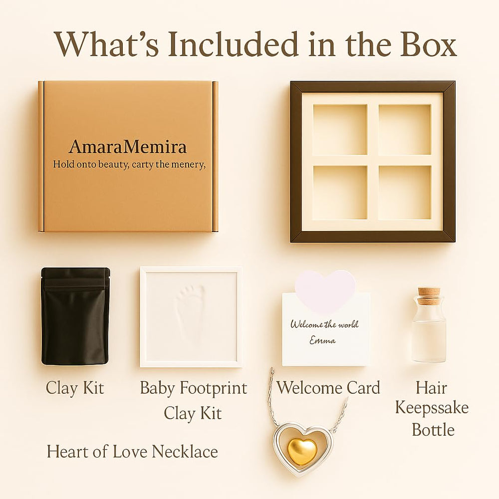 Baby Handprint Footprint Kit photo display with space for memories
