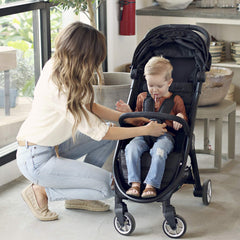Soft-padded grip on Baby Jogger Belly Bar provides comfortable hold for little hands
