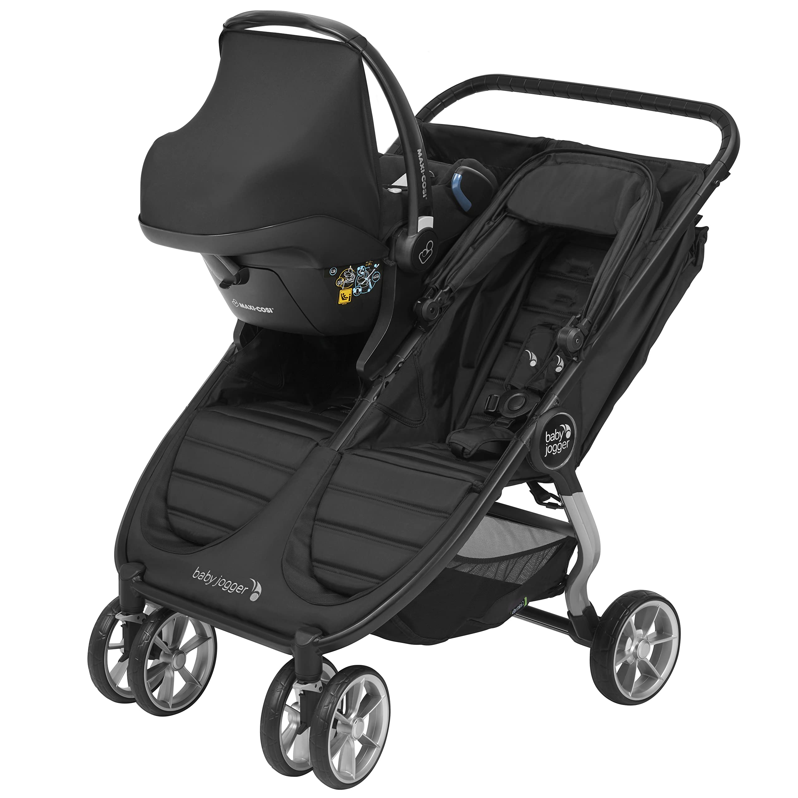 Baby Jogger car seat adapter attaching a Maxi-Cosi seat for safe, fast stroller conversion