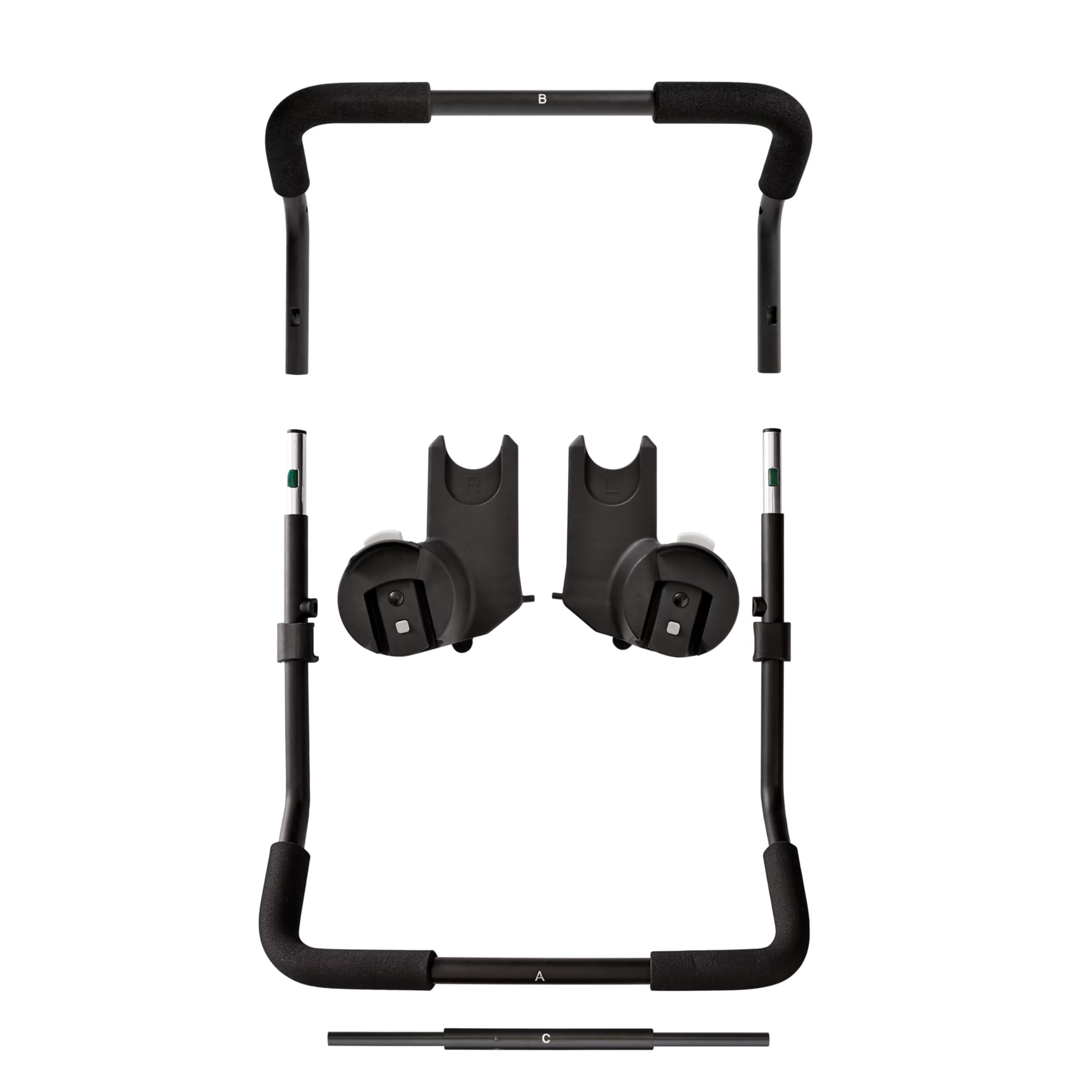 Baby Jogger Chicco/Peg Perego adapter attached to City Select with car seat for quick travel setup