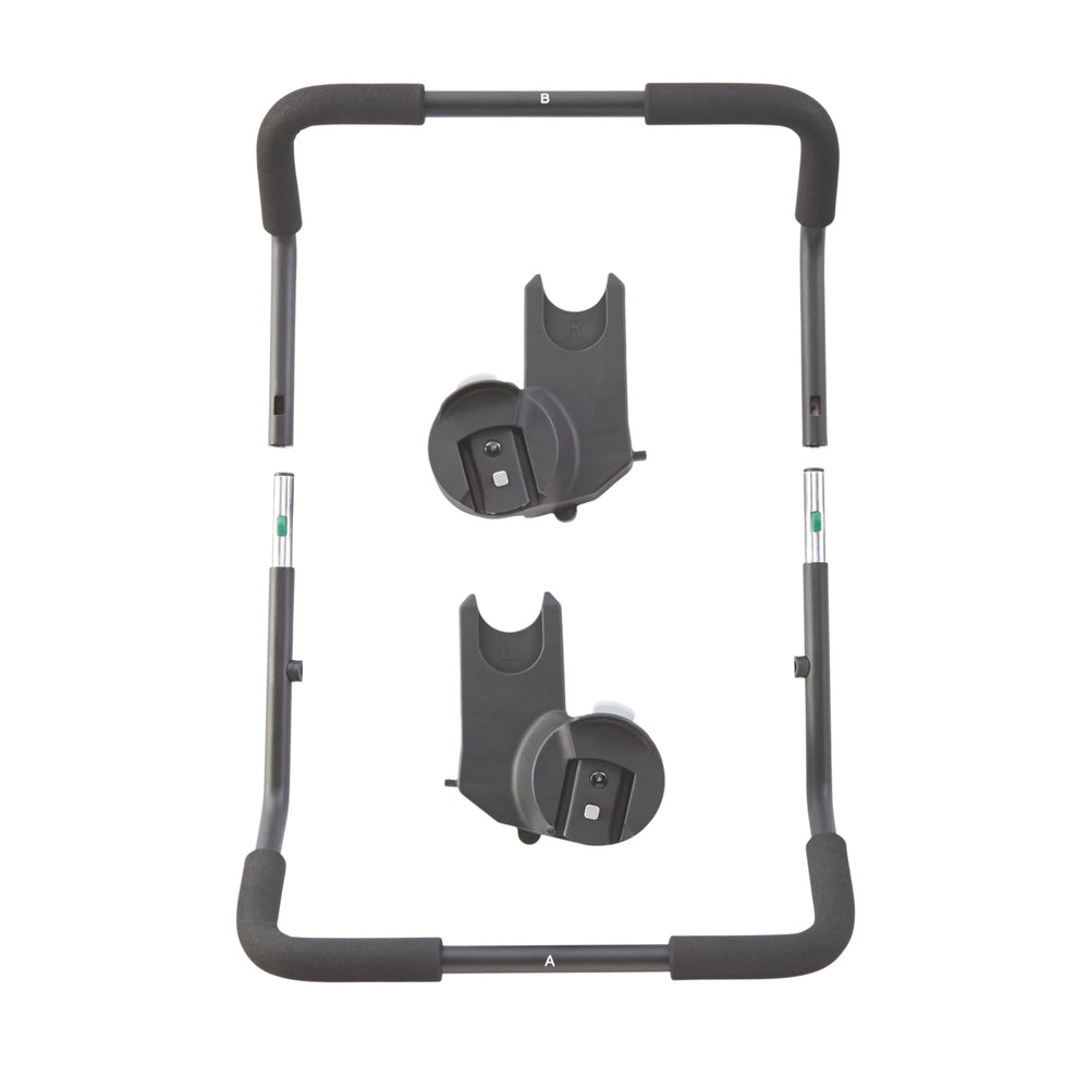 Baby Jogger adapter on folded City Select with adapters attached, convenient for on-the-go storage