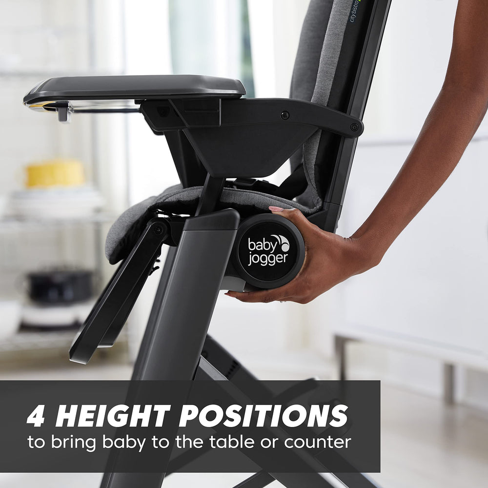 Baby Jogger City Bistro High Chair with five-point harness for secure seating.