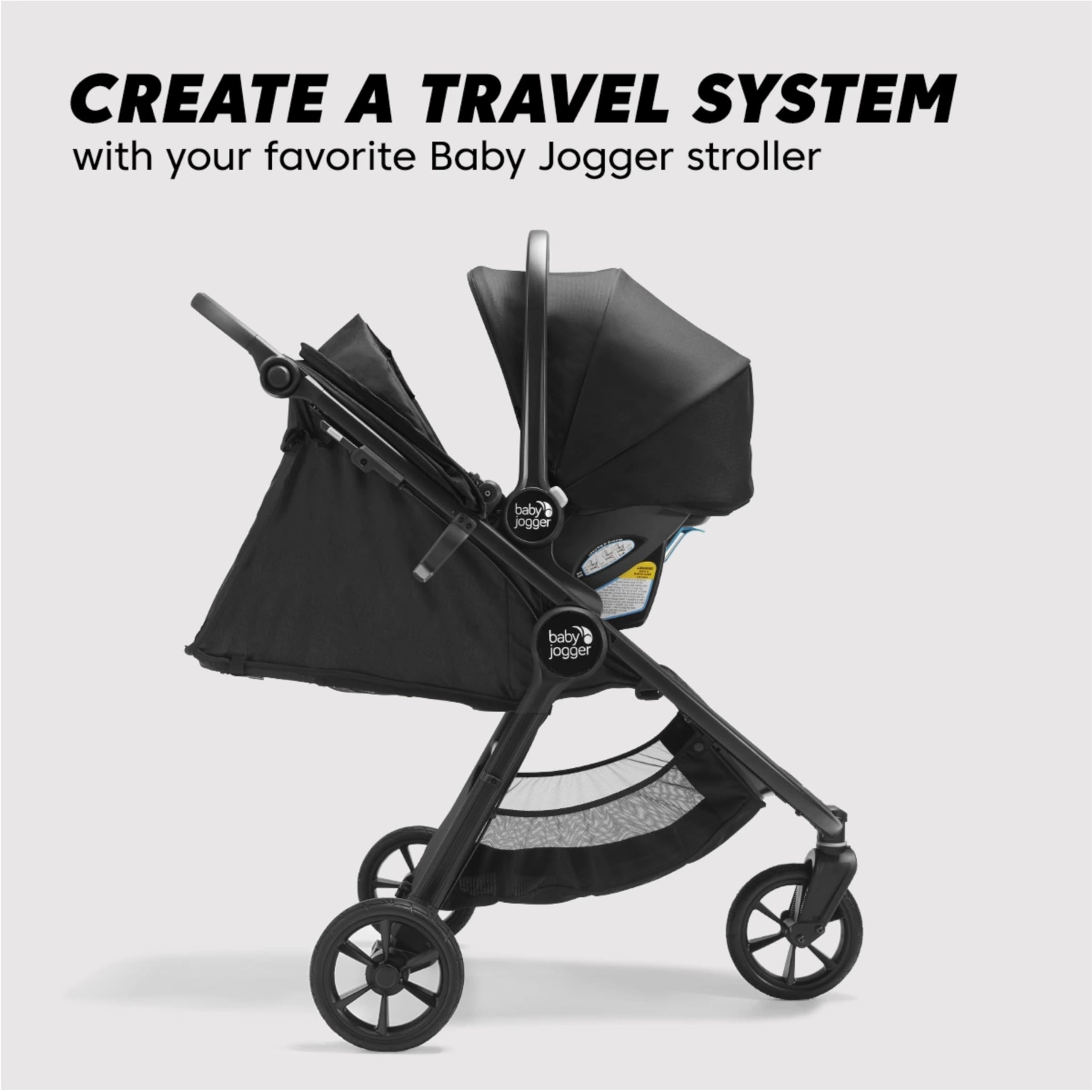 Baby Jogger City GO 2 headrest adjustment shows easy, one-hand harness fit for infants.
